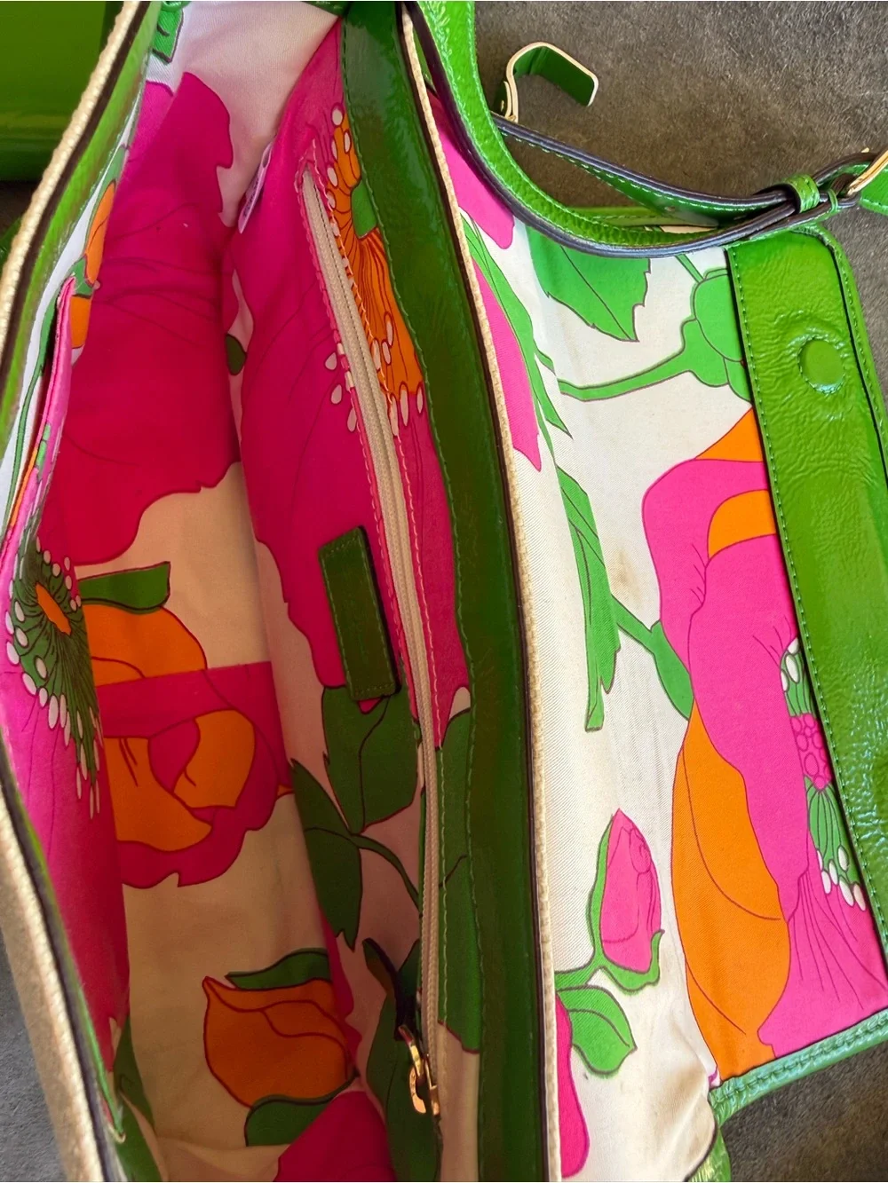 Kate Spade Vintage Floral Flap Crossbody & Green Patent Wallet Set